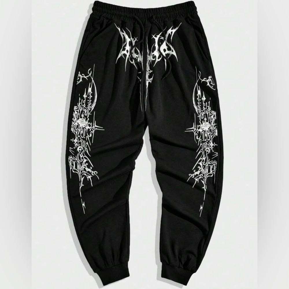 Men’s Romwe Sweatpants, Gothic Style, Great Condition,Drawstring Waist,Large